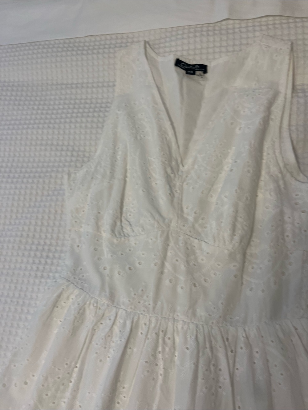 CHARLIE B White Eyelet Sleeveless Midi Dress